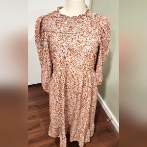 Universal Thread Floral Midi Dress - Orange and White